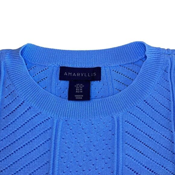 EUC Blue Amaryllis Sweater with White Accents and Ruffles - Picture 5 of 11